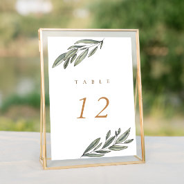 Romantic Evergreen Bröllop Bordsnummer Card