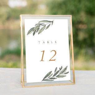 Romantic Evergreen Bröllop Bordsnummer Card