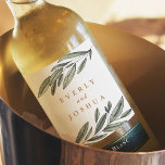 Romantic Evergreen Vinflaska Etikett<br><div class="desc">Elegant,  romantiska vargröna etiketter för vin flaska för vackra helg-dekanter i bröllop och utanför! Med vacker vattenfärgad grenar som ramar parets namn.</div>