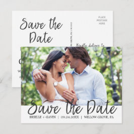 Romantic Fairytale Calligraphy Save the Date Photo Meddelande Vykort