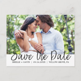 Romantic Fairytale Calligraphy Save the Date Photo Meddelande Vykort