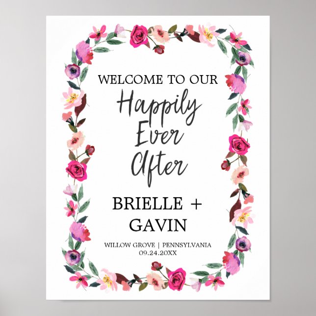 Romantic Fairytale "Happily Ever After" Wedding Poster (Framsidan)