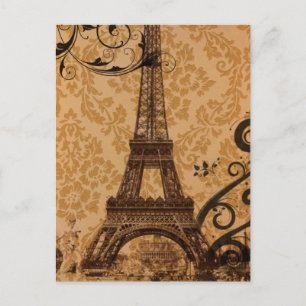 Romantic Fall Autumn-damm Paris Eiffel Torn Vykort