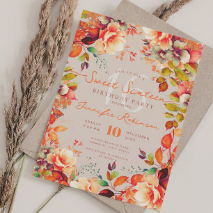 Romantic Fall Garden Blommigt Sweet 16 Champagne Inbjudningar