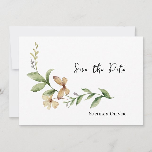 Romantic Fält Flower Bröllop spara datum Inbjudningar (Framsida)