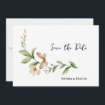 Romantic Fält Flower Bröllop spara datum Inbjudningar<br><div class="desc">Inbjudan till Romantisk Fält Flower Buttery Bröllop spara datum En chic minimalist bröllop spara datum med elegant skript på en ren vit bakgrund med en fält blomma från snyggt över kortets längd. Anpassa med din händelseinformation.</div>