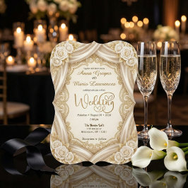 Romantic Faux Gold Calligraphy Royal Wedding  Inbjudningar