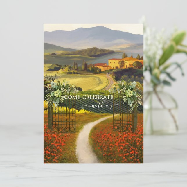 Romantic Fine Art Italienska Landsbyggsbröllopet Inbjudningar (Stående Fram)