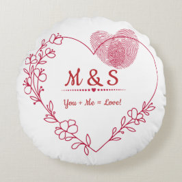 Romantic Fingerprint Heart Throw Pillow Rund Kudde