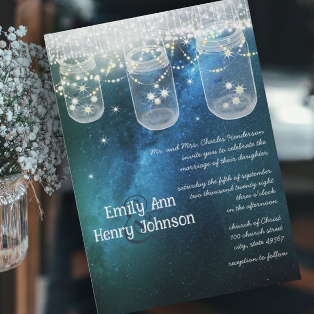 Romantic Firefly Mason Burk Bröllop Inbjudningar (Skapare uppladdad)