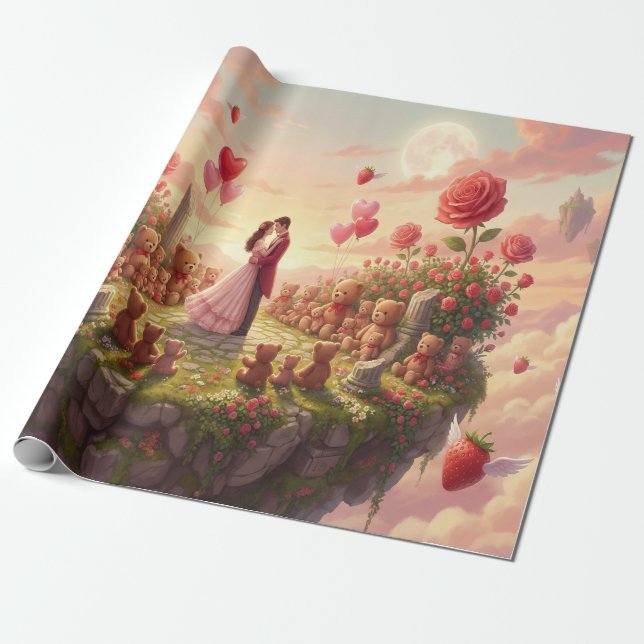 Romantic Floating Island in the Sky Fantasy Scene Presentpapper (Utrullad)
