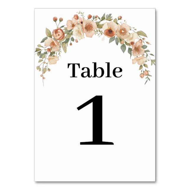 Romantic Floral Arch Table Number  Bordsnummer (Framsidan)