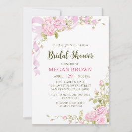 Romantic Floral Bridal Shower Elegant Gadren Style Inbjudningar