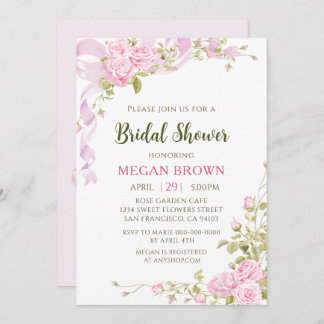 Romantic Floral Bridal Shower Elegant Gadren Style Inbjudningar