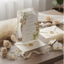 Romantic Floral Charm Cream and Brown Invitation