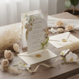 Romantic Floral Charm Cream and Brown Invitation Spara Datumet
