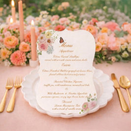 Romantic Floral Die Cut Wedding Menu Card Inbjudningar