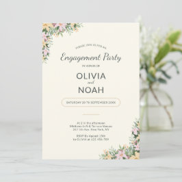 Romantic Floral Engagement Party Invitation Inbjudningar
