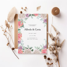 Romantic Floral Frame Wedding Invitation