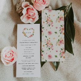 Romantic Floral Heart Wedding Ceremony Program
