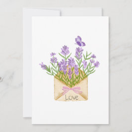 Romantic Floral Illustration with Love Message Inbjudningar