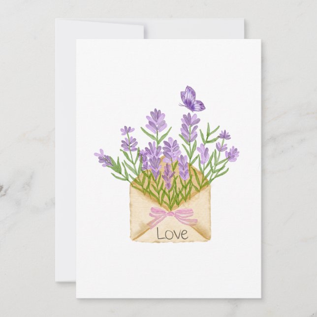 Romantic Floral Illustration with Love Message Inbjudningar (Framsida)