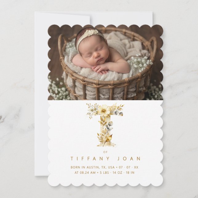 Romantic Floral L Initial Gold Glitter Newborn Ann (Framsida)