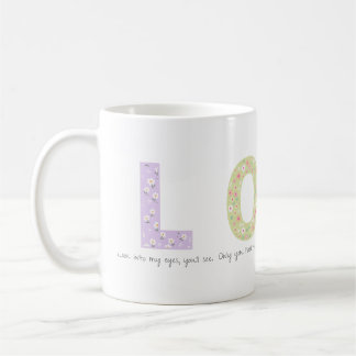 Romantic Floral LOVE Initial Acrostic Design Kaffemugg