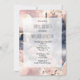 Romantic Floral Paris Eiffel Tower Bridal Shower Inbjudningar