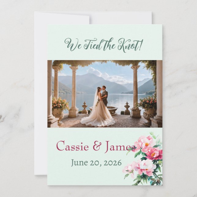 Romantic Floral Photo Wedding Announcement Meddelande (Framsida)