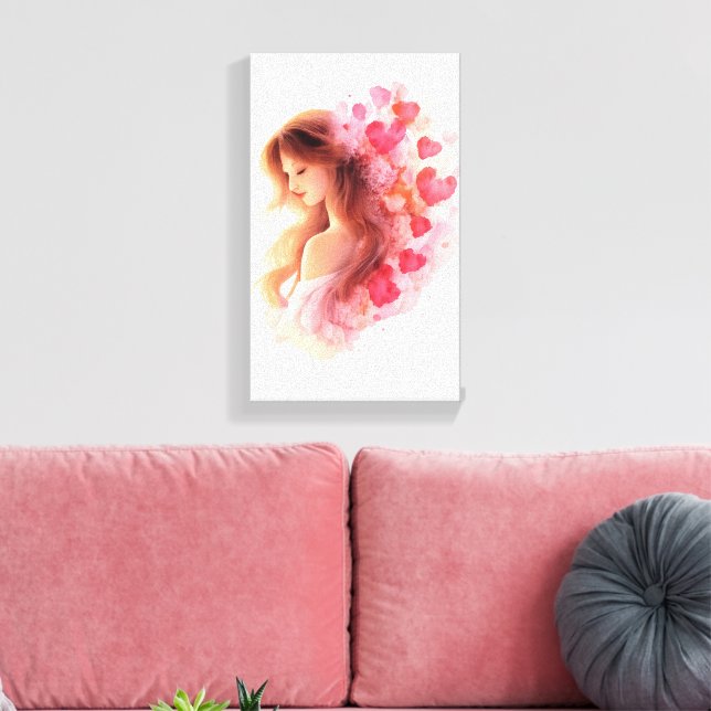 Romantic Floral Portrait Soft Valentine Love Art Canvastryck (Insitu (Vardagsrum))