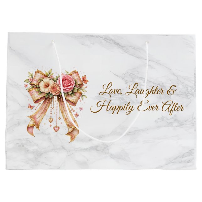 Romantic Floral Ribbon Tote Bag (Baksidan)