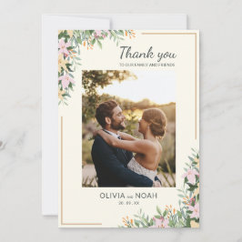 Romantic Floral Thank You Photo Card Spara Datumet