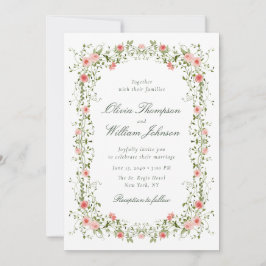 Romantic Floral Vine Frame Wedding Invitation Inbjudningar