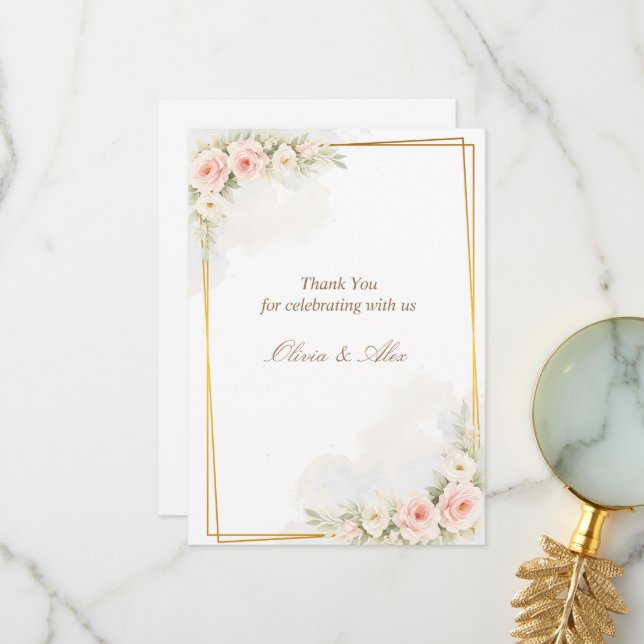 Romantic Floral Wedding Details Card Dusty Blush  Tack Kort (Fram/Back In Situ)