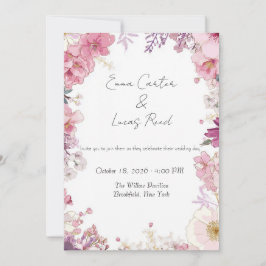 Romantic Floral Wedding Invitation Card Inbjudningar