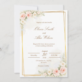 Romantic Floral Wedding Invitation Dusty Blush Peo Inbjudningar