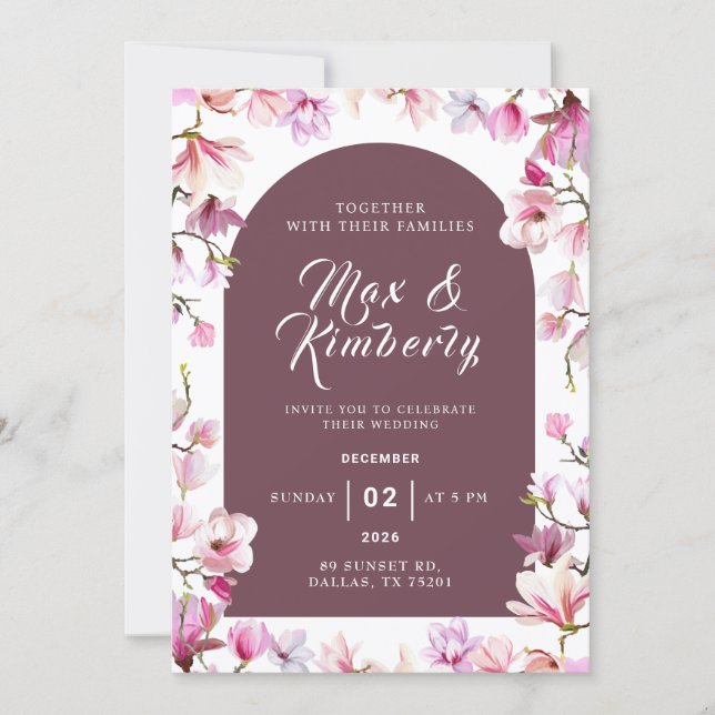Romantic Floral Wedding Invitation Inbjudningar (Framsida)