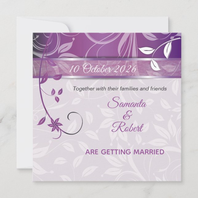 Romantic Floral wedding invitation Inbjudningar (Framsida)