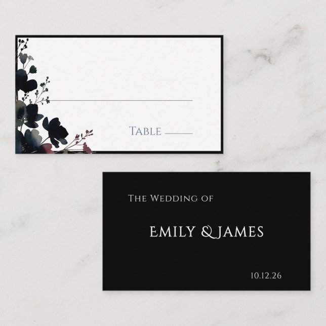 Romantic Floral Wedding Soft Elegant Placeringskort (Fram/baksida)