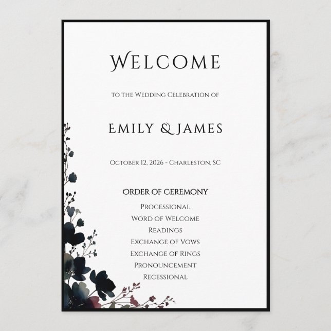 Romantic Floral Wedding Soft Elegant Program (Framsida)