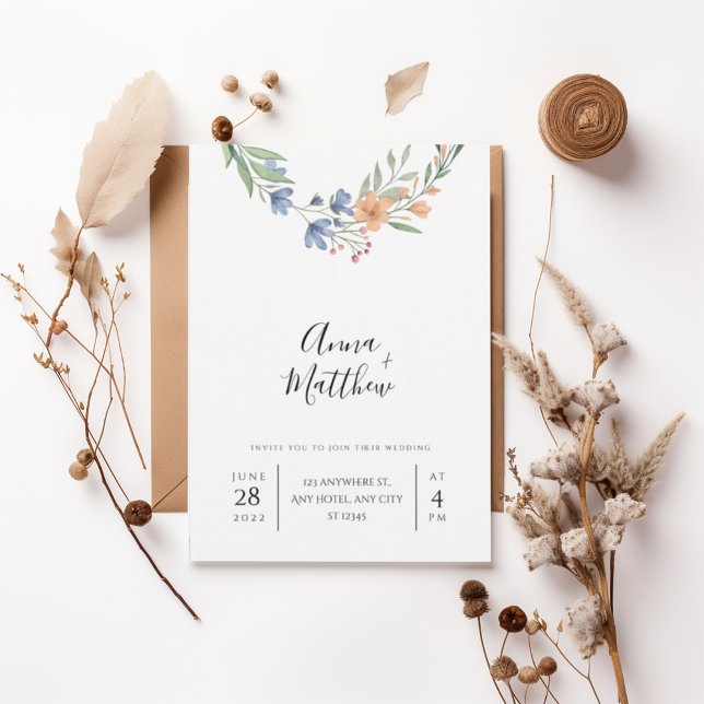 Romantic Floral Wreath Wedding Invitation Inbjudningar (Skapare uppladdad)