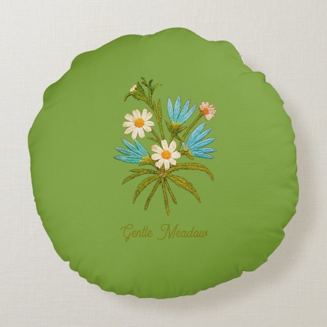 Romantic Flower – Botanical Fantasy Bouquet Pillow Rund Kudde (Baksidan)