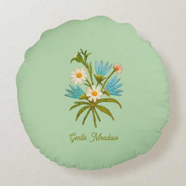 Romantic Flower – Botanical Fantasy Bouquet Pillow Rund Kudde (Baksidan)