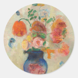 Romantic Flower Vase - Odilon Redon Runt Klistermärke