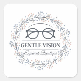 Romantic Flowers and Reading Glasses Artwork Fyrkantigt Klistermärke