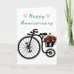 Romantic Flowers Bike Kärlek Kort