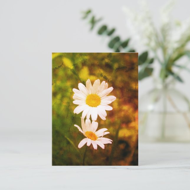Romantic Flowers – Botanical Daisy Сouple Vykort (Stående Fram)