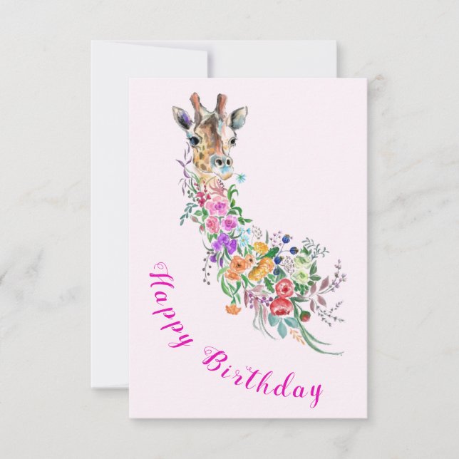 Romantic Flowers Bouquet Giraffe Kort (Framsida)