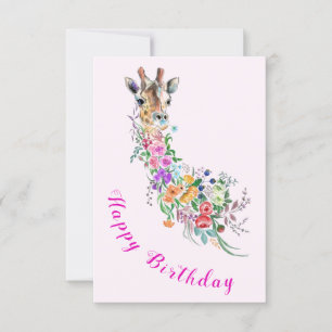Romantic Flowers Bouquet Giraffe Kort